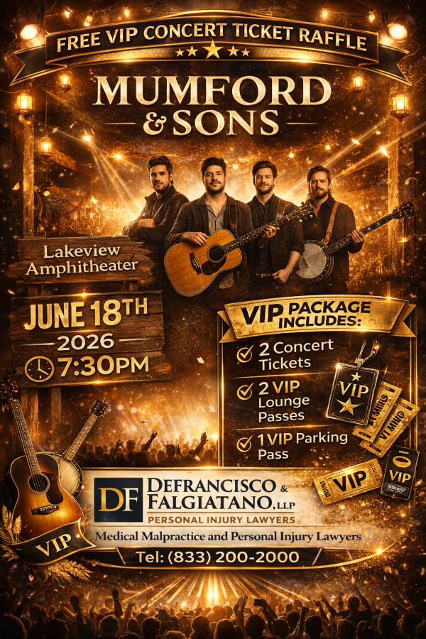 As a thank you for all our community support, DeFrancisco & Falgiatano Personal Injury Lawyers are once again raffling off free concert tickets. Simply enter your contact information below. Winners will be posted on here and our Facebook page. Thank you! - Free Giveaway