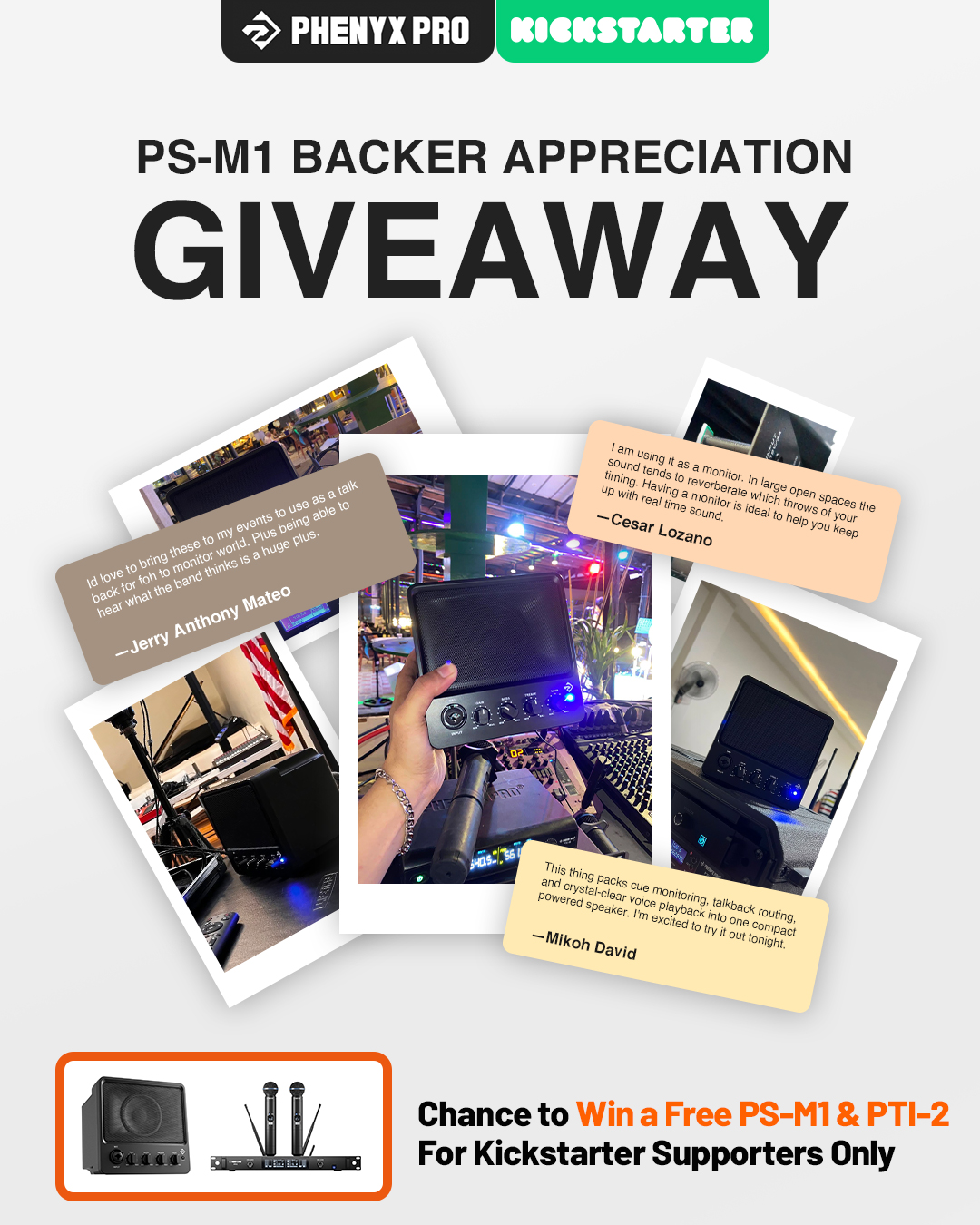 PS-M1 Backer Appreciation Giveaway