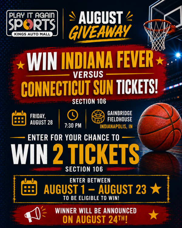 Win a PAIR OF INDIANA FEVER vs CONNECTICUT SUN TICKETS, SECTION 106, FOR FRIDAY, AUGUST 28TH 7:30PM, GAINBRIDGE FIELDHOUSE, INDIANAPOLIS, IN. - Free Giveaway