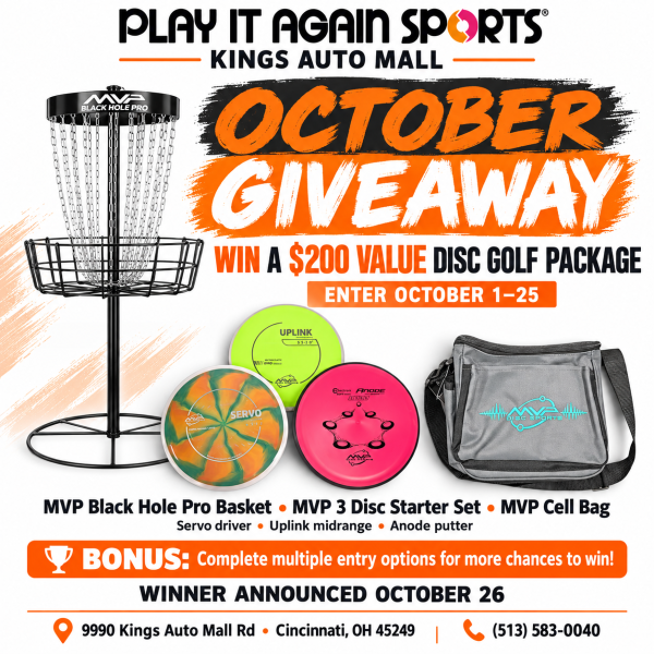 Win a NEW $200 Disc Golf Package - MVP Black Hole Pro Basket, MVP 3 Disc Starter Set, MVP Cell Bag - Free Giveaway