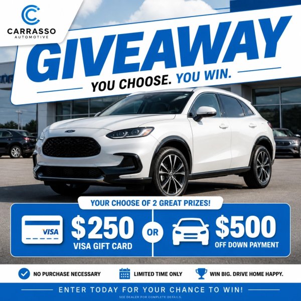 $250 Visa Gift Card or $500 OFF Down Payment - Free Giveaway