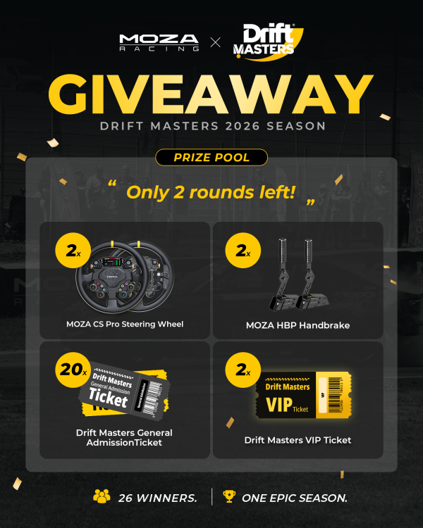 MOZA x Drift Masters 2026 Season Giveaway - Free Giveaway