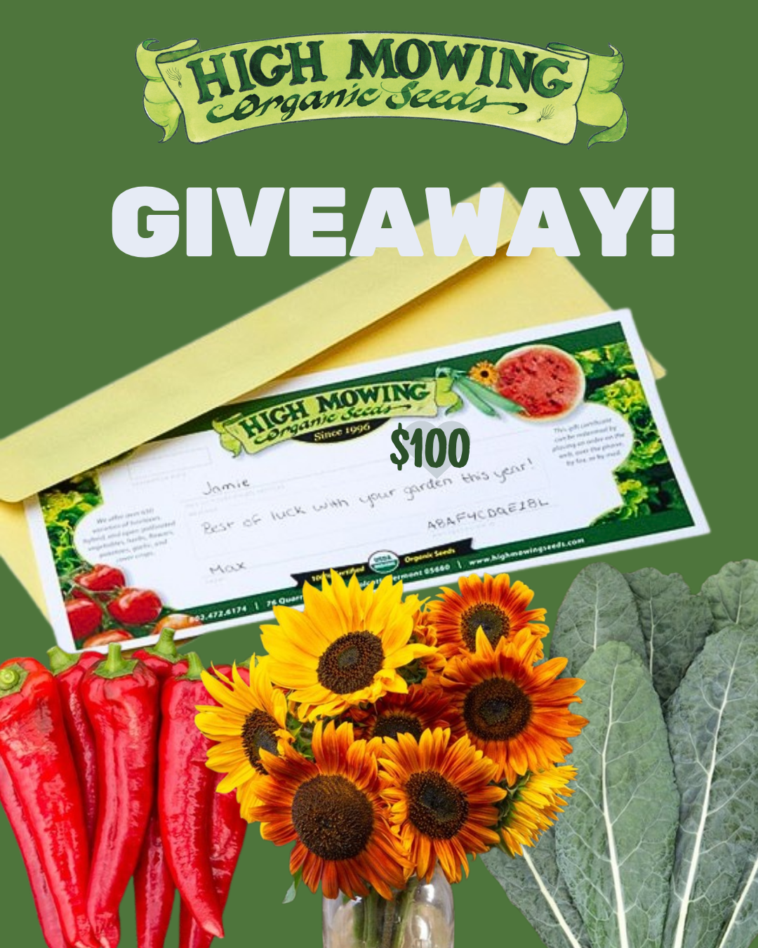 Our $100 Gift Certificate GIVEAWAY!