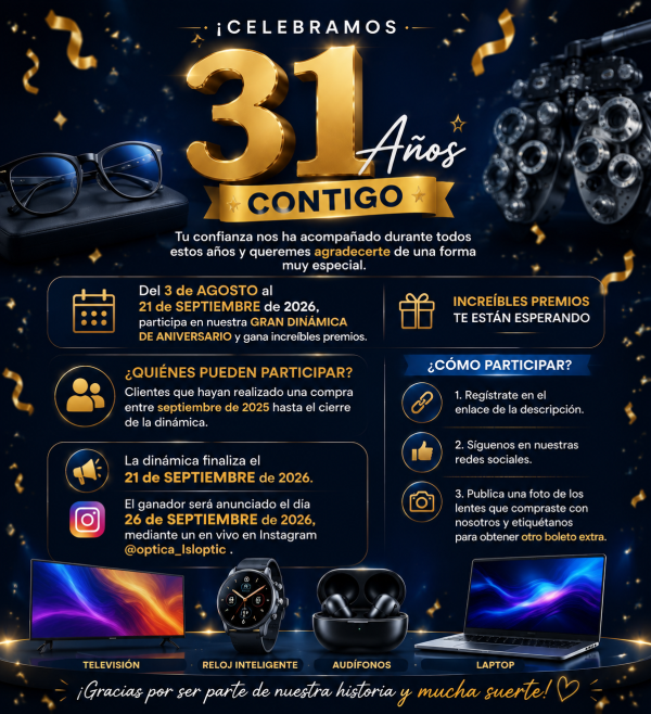 Optica Isloptic 31 Aniversario - Free Giveaway