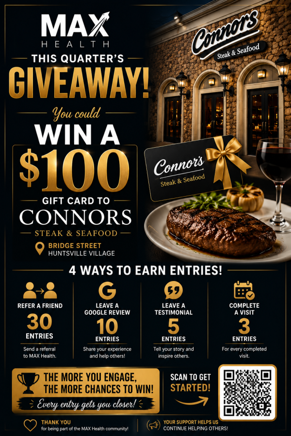 Dinner at Connors Steak & Seafood by Max Health - Free Giveaway